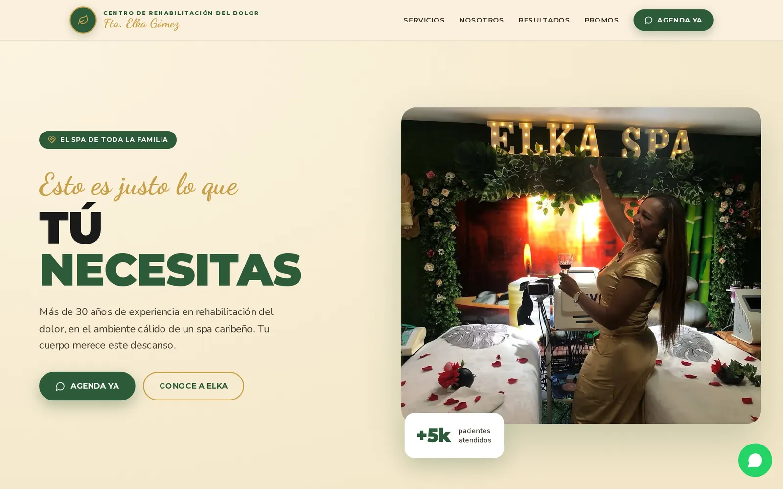 Fta. Elka Gómez: a screenshot of the site I designed and built