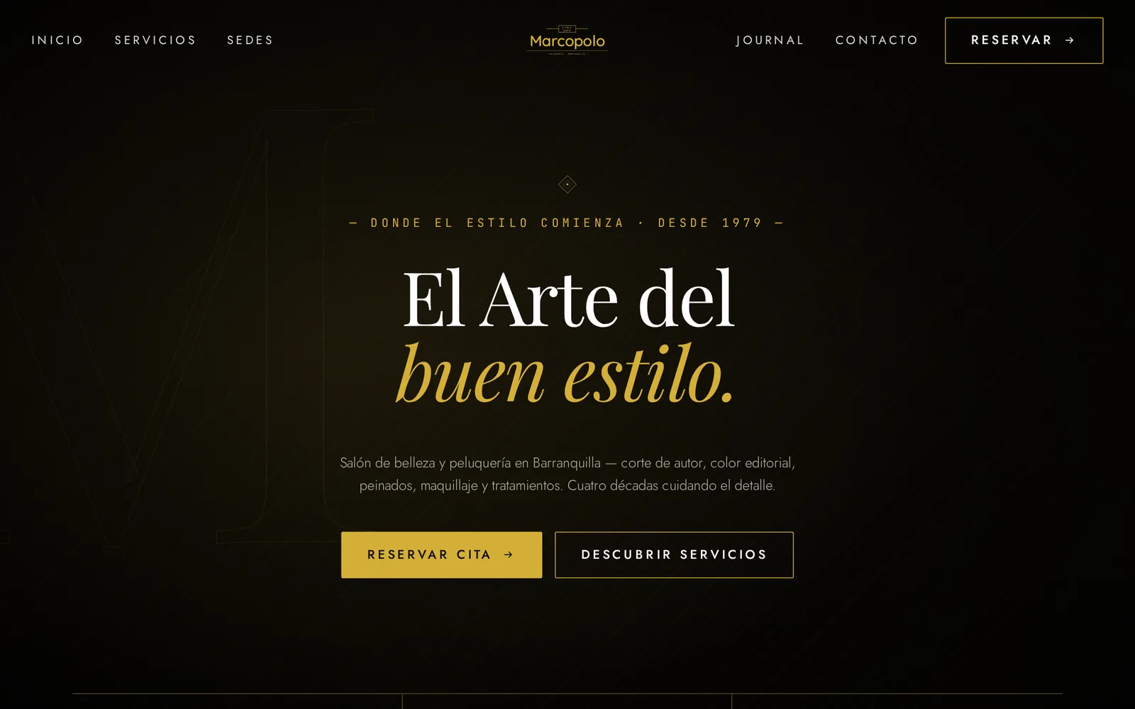 Peluquería Marcopolo: a screenshot of the site I designed and built
